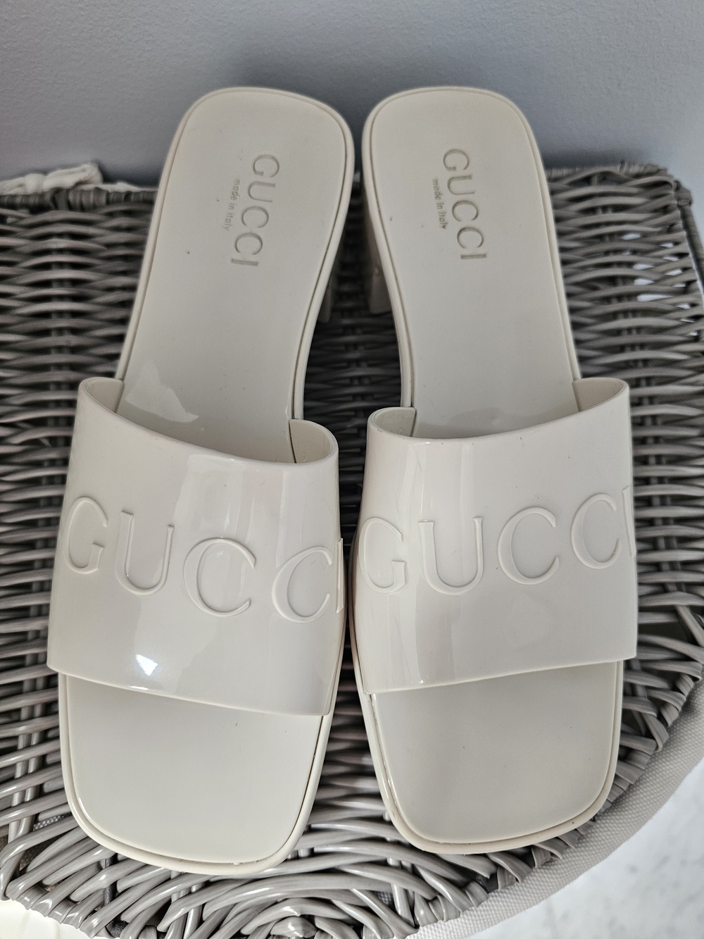 Women's White Logo Slide Sandals